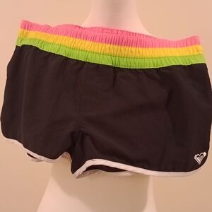 Roxy Women's Black Shorts with Multicolor Waistband